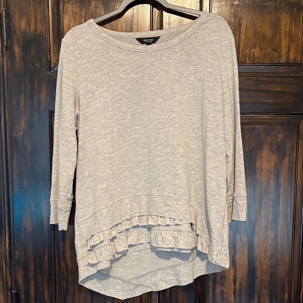 Vera Wang Heather Gray Ruffle Tunic